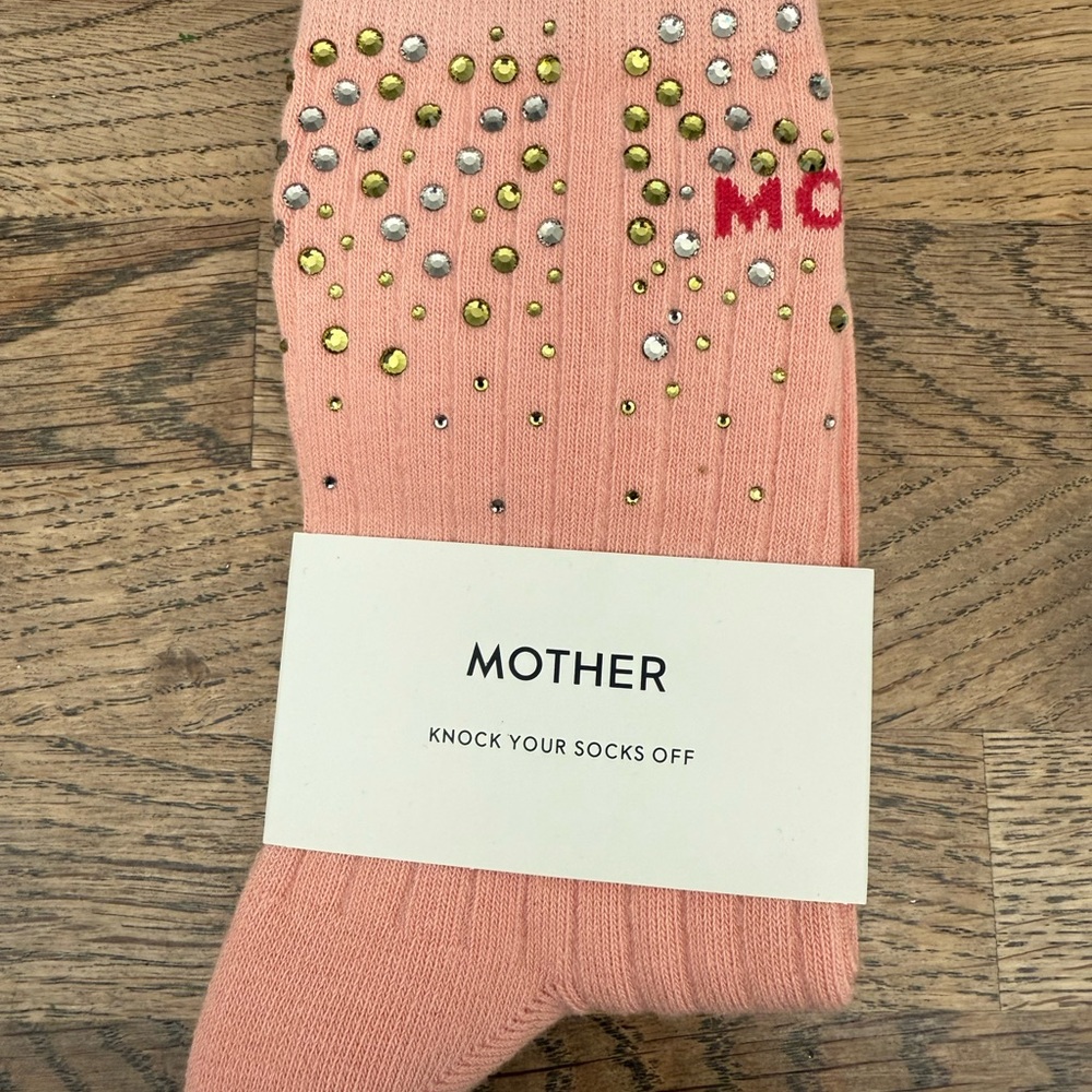 MOTHER Pink Socks with Gold Accents